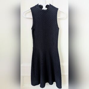 Divided Black Sleeveless Textured Mini Dress